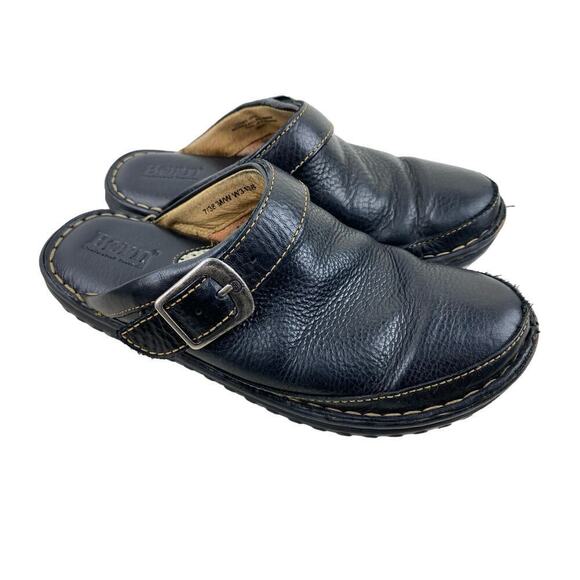 Born Women's 38 EU 7.5 US Black Leather Comfort Mules - Picture 1 of 11